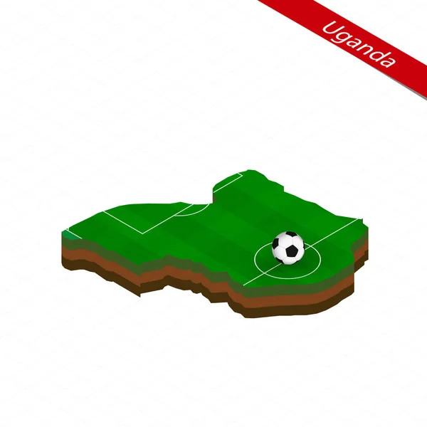 Mapa Isométrico Uganda Com Campo Futebol Bola Futebol Centro Campo — Vetor de Stock