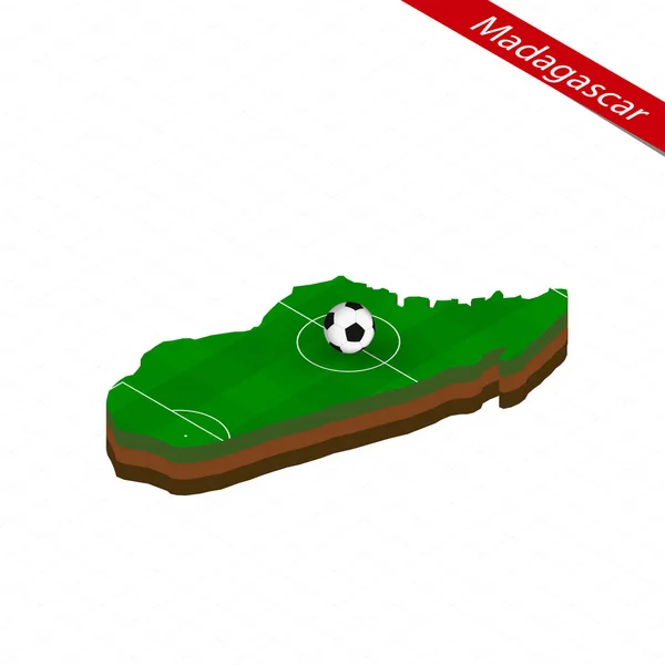 Carte Isométrique Madagascar Avec Terrain Football Balle Football Centre Terrain — Image vectorielle