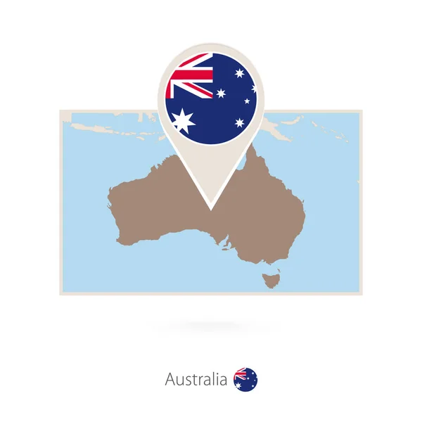 Mapa Retangular Austrália Com Ícone Pino Austrália — Vetor de Stock
