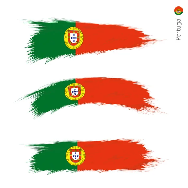 Set Von Grunge Texturierte Flagge Von Portugal Drei Versionen Der — Stockvektor