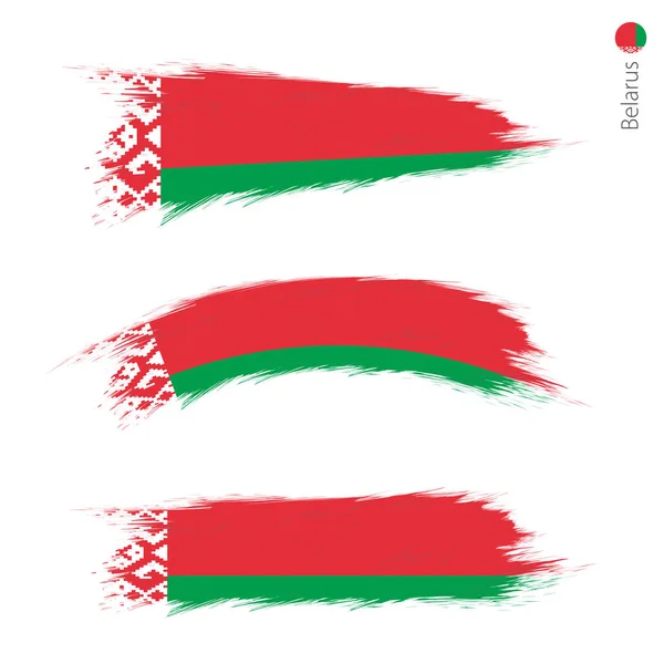 Sada Grunge Texturou Běloruská Vlajka Tři Verze Národní Vlajky Stylu — Stockový vektor