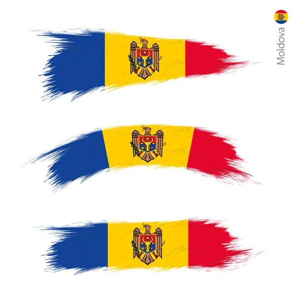 Grunge Texturált Moldova Zászlaja Három Változat Ból Ország Nemzeti Zászló — Stock Vector