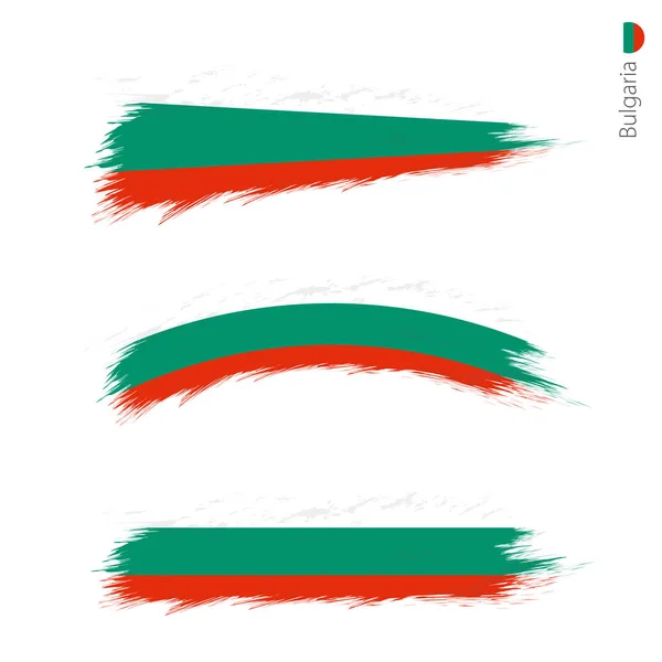 Sada Grunge Texturou Vlajka Bulharska Tři Verze Národní Vlajky Stylu — Stockový vektor