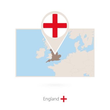İngiltere'de dikdörtgen harita İngiltere'nin PIN simgesiyle