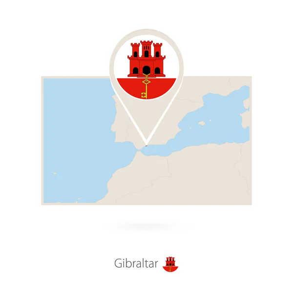Mapa Rectangular Gibraltar Con Pin Icono Gibraltar — Vector de stock