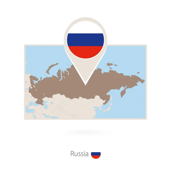 Carte Rectangulaire Russie Avec Icône Broche Russie — Image vectorielle