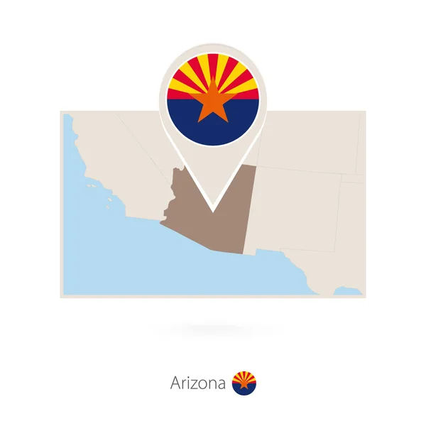 Mappa Rettangolare Dello Stato Degli Stati Uniti Arizona Con Icona — Vettoriale Stock