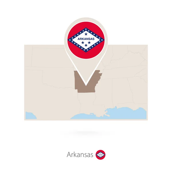 Mapa Retangular Estado Americano Arkansas Com Ícone Pino Arkansas —  Vetores de Stock
