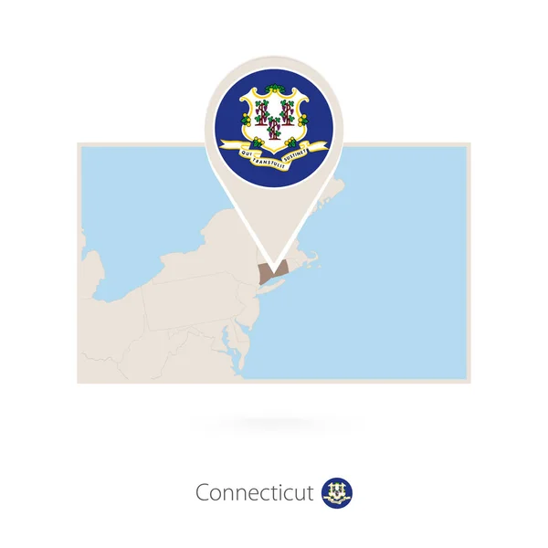 Mappa Rettangolare Dello Stato Degli Stati Uniti Connecticut Con Icona — Vettoriale Stock