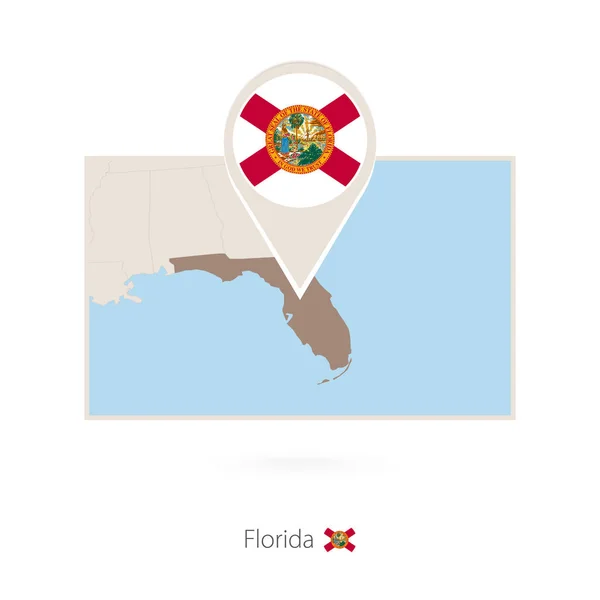 Mappa Rettangolare Dello Stato Degli Stati Uniti Florida Con Pin — Vettoriale Stock