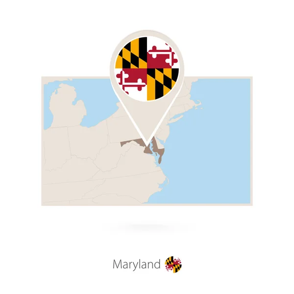 Mapa Retangular Estado Dos Eua Maryland Com Ícone Pino Maryland —  Vetores de Stock