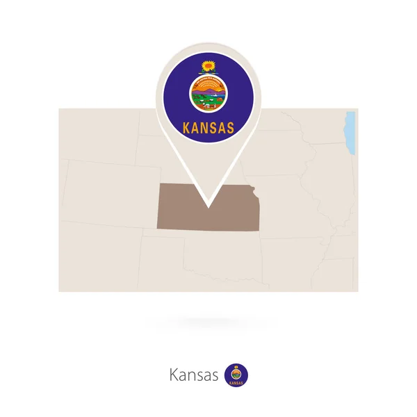 Rectangular Map State Kansas Pin Icon Kansas — Stock Vector