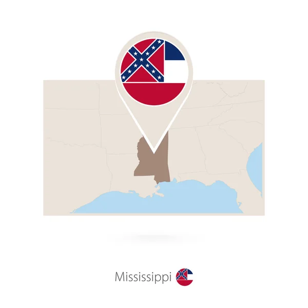 Rectangular Map State Mississippi Pin Icon Mississippi — Stock Vector