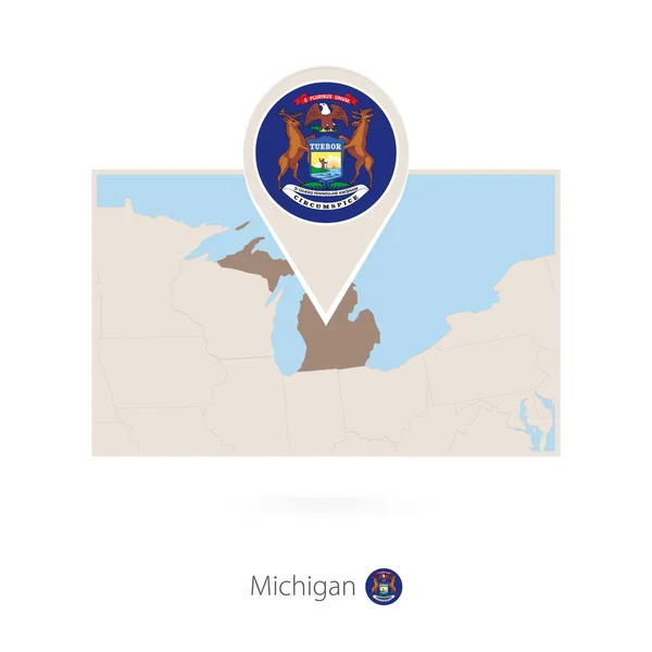 Obdélníkový Mapu Nás Stát Michigan Pin Ikonu Michigan — Stockový vektor
