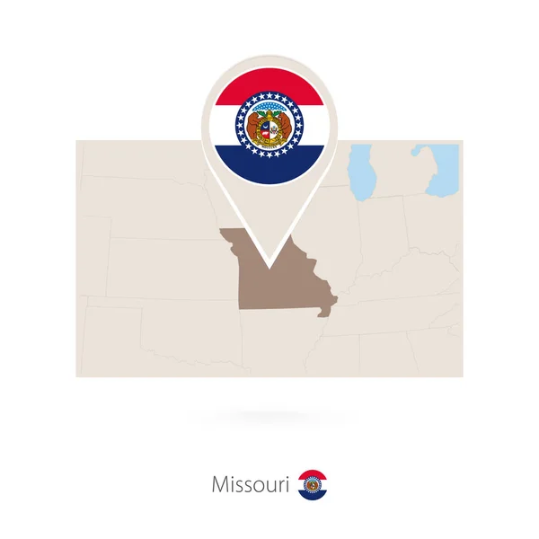 Mapa Rectangular Del Estado Estadounidense Missouri Con Icono Pin Missouri — Archivo Imágenes Vectoriales