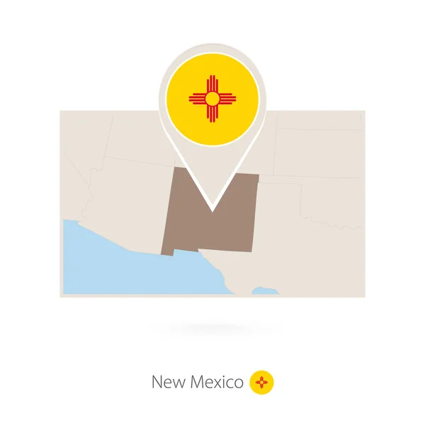 Rechteckige Karte Von Uns Bundesstaat New Mexico Mit Pin Symbol — Stockvektor
