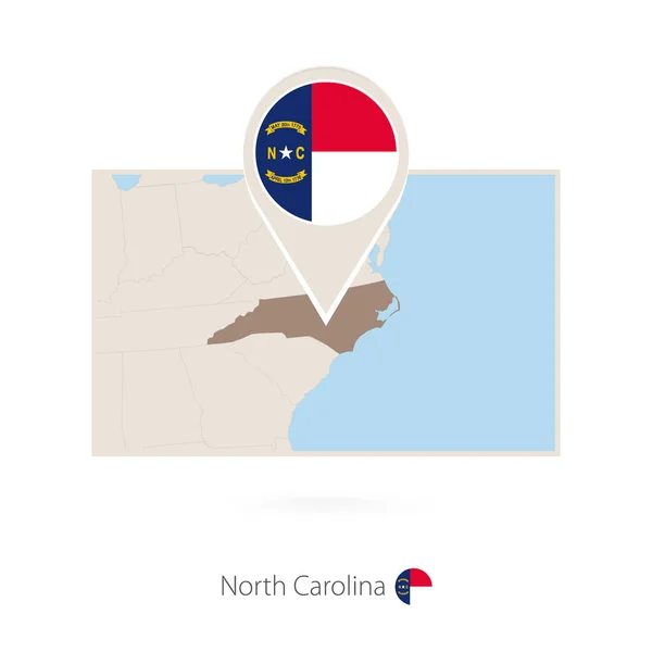 Prostokątne Mapa Nam Państwo North Carolina Pin Ikona Karoliny Północnej — Wektor stockowy