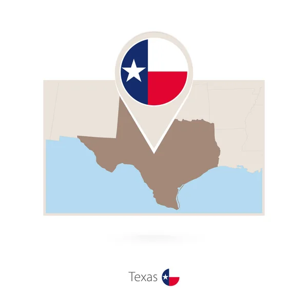 私たちの長方形の地図状態テキサスのテキサスのピン アイコンを — ストックベクタ