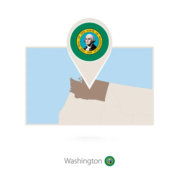 Téglalap Alakú Térképét Washington Állami Washington Pin Ikonnal — Stock Vector