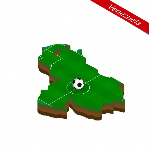 Mapa Isométrico Venezuela Com Campo Futebol Bola Futebol Centro Campo — Vetor de Stock