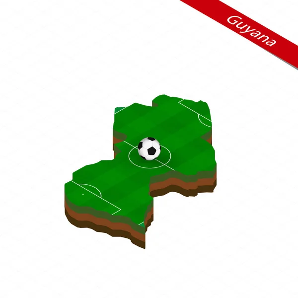 Mapa Isométrico Guyana Con Campo Fútbol Pelota Fútbol Centro Del — Vector de stock