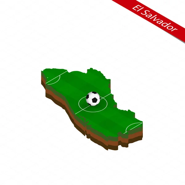 Mapa Isométrico Salvador Con Campo Fútbol Pelota Fútbol Centro Del — Vector de stock