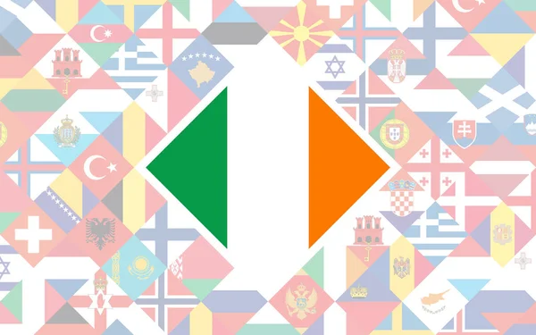 Achtergrond Van Vlag Van Europese Landen Met Grote Vlag Van — Stockvector