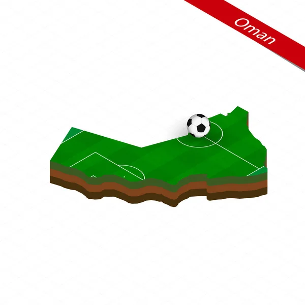 Carte Isométrique Oman Avec Terrain Football Balle Football Centre Terrain — Image vectorielle