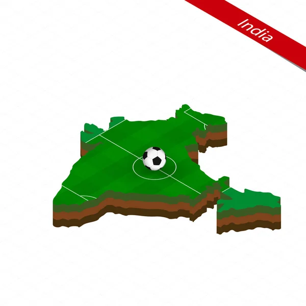 Carte Isométrique Inde Avec Terrain Football Balle Football Centre Terrain — Image vectorielle