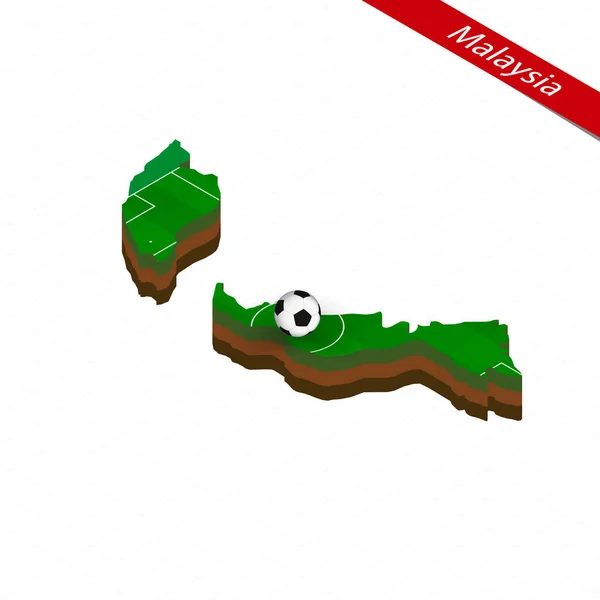 Carte Isométrique Malaisie Avec Terrain Football Balle Football Centre Terrain — Image vectorielle