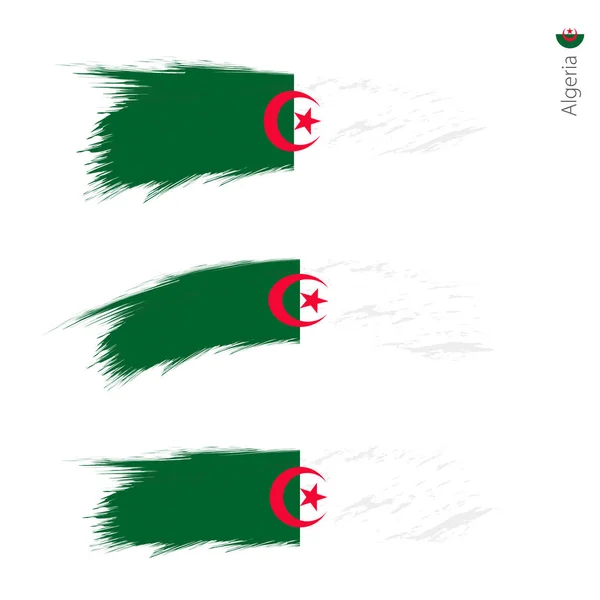 Grunge Dokulu Bayrak Cezayir Stil Boyalı Fırça Darbeleri Ulusal Ülke — Stok Vektör