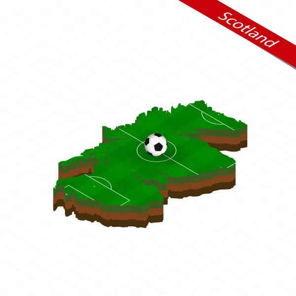 Izometryczne Mapa Szkocji Boisko Piłki Nożnej Piłki Nożnej Środku Boiska — Wektor stockowy