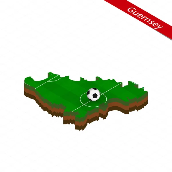 Mapa Isométrico Guernsey Con Campo Fútbol Pelota Fútbol Centro Del — Vector de stock