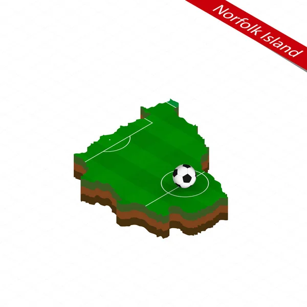 Isometric Map Norfolk Island Soccer Field Football Ball Center Football — Stock Vector