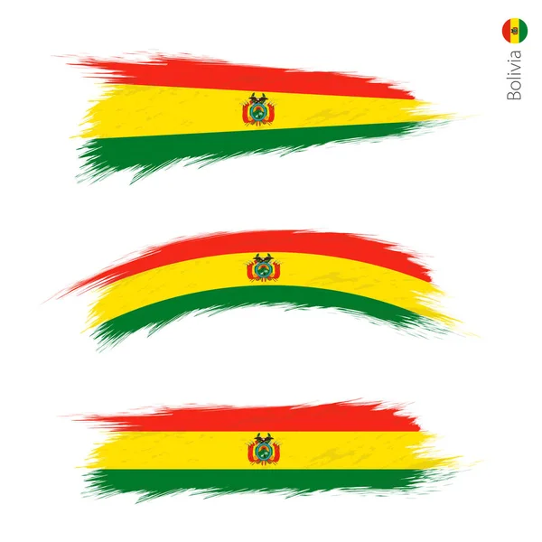 Sada Grunge Texturou Vlajky Bolívie Tři Verze Národní Vlajky Stylu — Stockový vektor