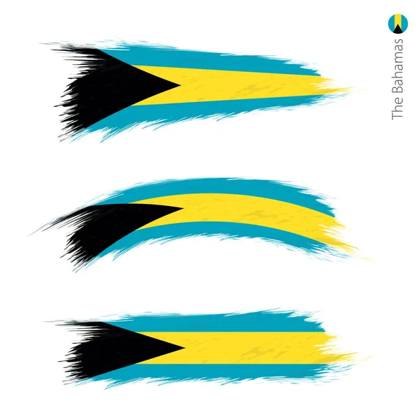 Conjunto Grunge Bandeira Texturizada Das Bahamas Três Versões Bandeira Nacional — Vetor de Stock