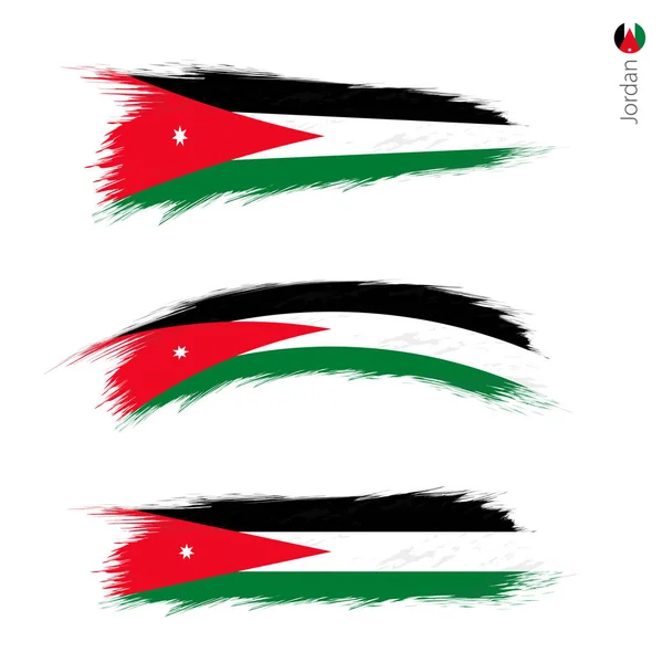 Conjunto Grunge Bandera Texturizada Jordania Tres Versiones Bandera Nacional Del — Vector de stock