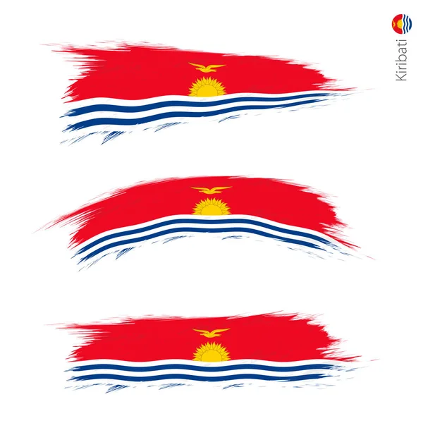 グランジ テクスチャ キリバスの国旗 国家国旗スタイルを描かれたブラシ ストロークの つのバージョンのセットします ベクトル フラグ — ストックベクタ