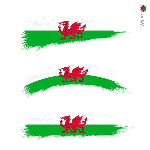 Grunge Texturált Wales Zászlaja Három Változat Ból Ország Nemzeti Zászló — Stock Vector