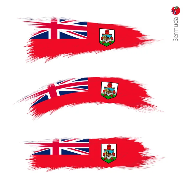 Conjunto Grunge Bandera Texturizada Bermudas Tres Versiones Bandera Nacional Del — Archivo Imágenes Vectoriales