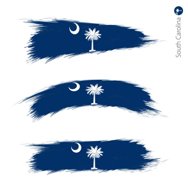 Набор Граненых Фактурных Флагов Американского Штата Южная Каролина Три Варианта — стоковый вектор