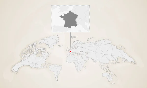 Mappa Della Francia Con Paesi Vicini Bloccato Sulla Mappa Del — Vettoriale Stock