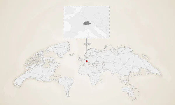 Mappa Della Svizzera Con Paesi Vicini Bloccato Sulla Mappa Del — Vettoriale Stock