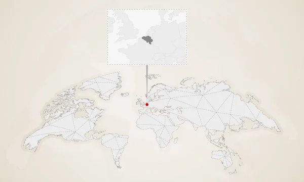 Mapa Bélgica Con Países Vecinos Fijado Mapa Del Mundo Triángulos — Vector de stock