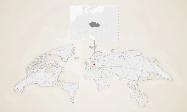 Mapa República Checa Con Países Vecinos Fijado Mapa Del Mundo — Vector de stock