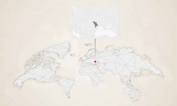 Mappa Della Moldavia Con Paesi Vicini Bloccato Sulla Mappa Del — Vettoriale Stock