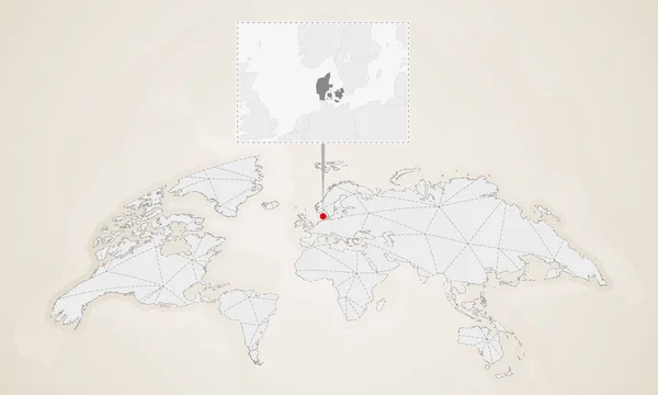 Mappa Della Danimarca Con Paesi Vicini Bloccato Sulla Mappa Del — Vettoriale Stock
