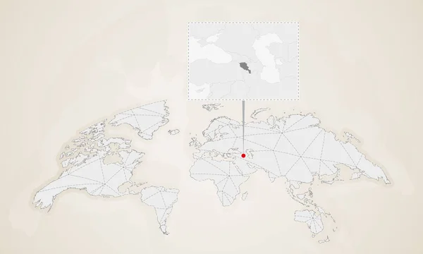 Mapa Armenia Con Países Vecinos Fijado Mapa Del Mundo Triángulos — Archivo Imágenes Vectoriales