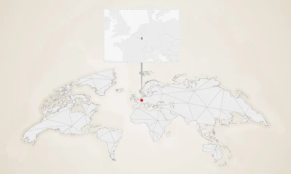 Mapa Luxemburgo Con Países Vecinos Fijado Mapa Del Mundo Triángulos — Archivo Imágenes Vectoriales