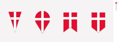 Danimarka bayrağı dikey tasarım, vektör çizim.